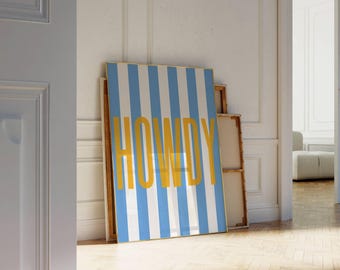 Set of 3 Howdy Prints, Striped Howdy Wall Art, Western Typography Poster Set, Retro Cowboy Decor, Colorful Country Wall Art, Western Prints, image 3