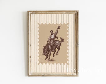 Rodeo Cowboy Wall Art | Western Horse Riding Print | Rustic Farmhouse Decor | Vintage Country Poster | Western Wall Art
