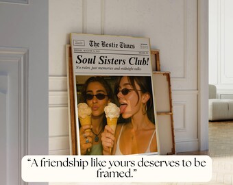 Custom Newspaper Print – Best Friend Poster, Custom Bestie Gift, Trendy Newspaper Art, Customize Newspaper for Best Friends, Girl Dorm Room, image 5