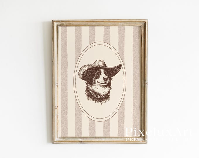 Cowboy Dog Wall Art | Western Country Printable | Rustic…