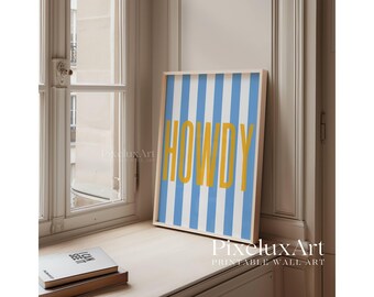 Howdy Print, Stripe Print, Typography Wall Art, Apartment Decor, Bar Cart Decor, Cute Gift for Her, Minimalist Decor, Trendy Western Artwork, image 5