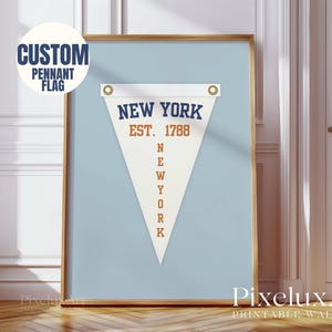 Custom City Pennant Flag, Vintage Pennant Custom Wall Art, Personalized Pennants Flags, Retro Collage Wall Art, Trend Dorm Room Decor