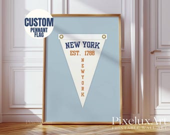 Custom City Pennant Flag, Vintage Pennant Custom Wall Art, Personalized Pennants Flags, Retro Collage Wall Art, Trend Dorm Room Decor