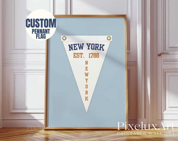 Custom City Pennant Flag, Vintage Pennant Custom Wall Art…