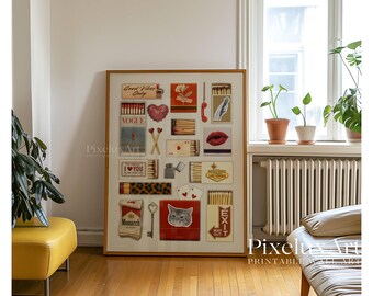 Collage Matchbox Print, Collage Wall Art, Retro Print, Aesthetic Collage Decor, Vintage Poster for Dorm Room, Trendy Wall Art, Vintage Print, image 6