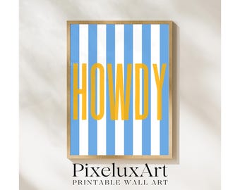Howdy Print, Stripe Print, Typography Wall Art, Apartment Decor, Bar Cart Decor, Cute Gift for Her, Minimalist Decor, Trendy Western Artwork, image 9