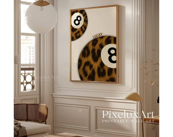 Leopard Retro Wall Art Set • 8 Ball, Ace Card & Cheetah Duo Posters • Y2K Aesthetic, Maximalist Gallery Print, Printable Art for Bold Spaces, image 3