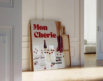 Cherry Cake Poster: Retro Mon Chérie Print for Girly Room (Digital Download, image 4