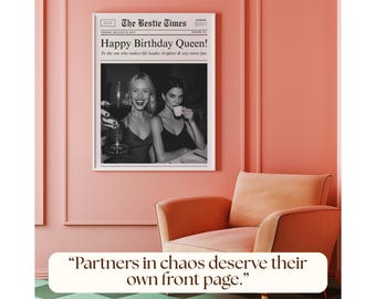 Custom Birthday Newspaper Gift for Best Friend, DIY BFF Newspaper Template, Personalize Printable Birthday Newspaper, Newspaper for Bff Gift, image 5