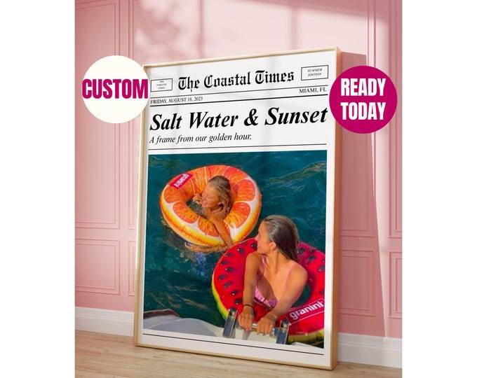 Saltwater Sunset Custom Newspaper Poster – Coastal Cowgirl…