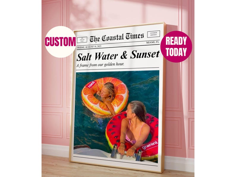 Saltwater Sunset Custom Newspaper Poster