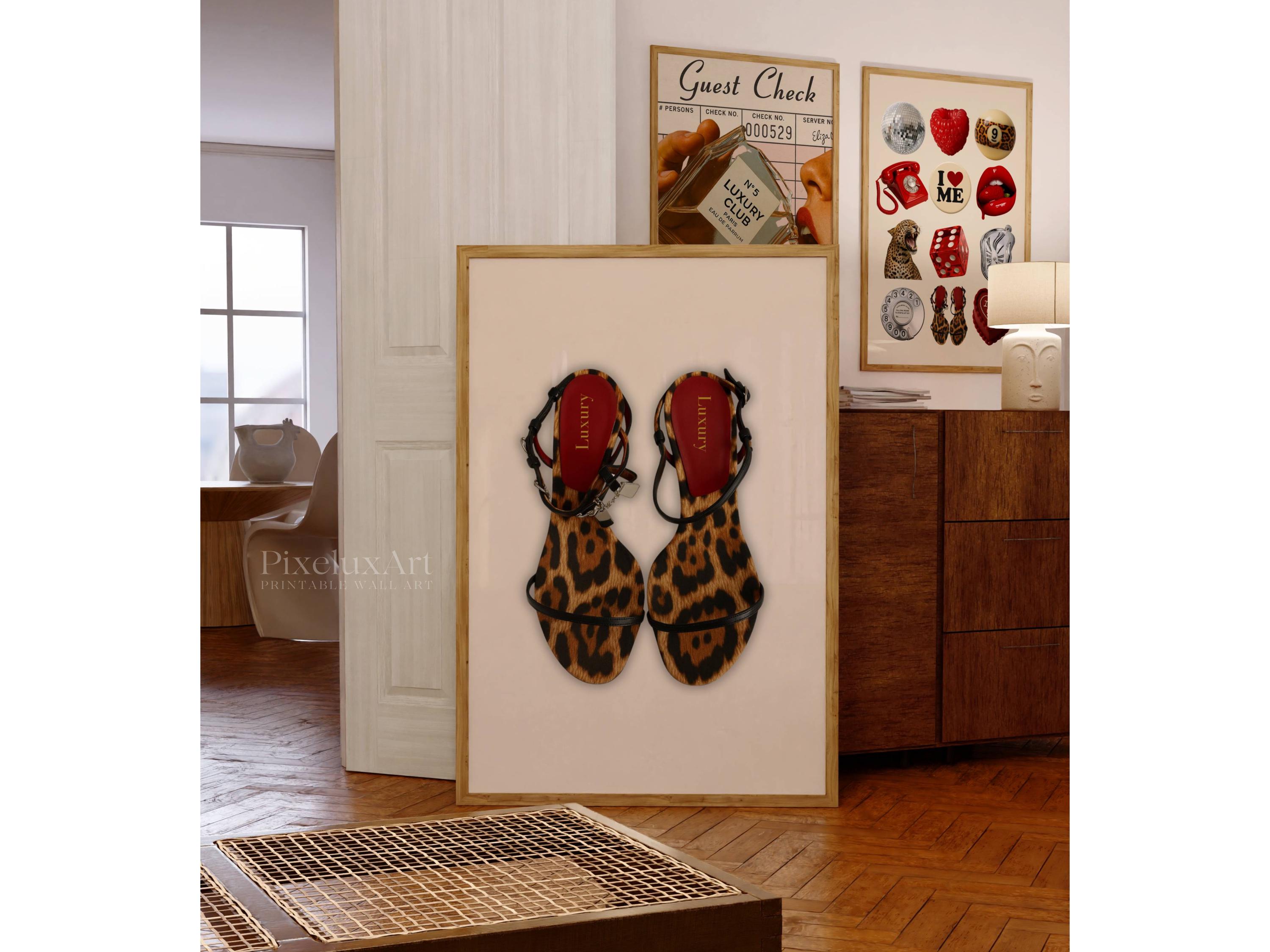 Cheetah Heels Poster, Girly Leopard Wall Art, Retro Girly Print, Luxury Print, High Heels Poster, Trendy Red Fashion Wall Art, Fashion Print