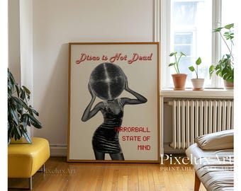 Disco Wall Art, Retro Collage Wall Art, Mirrorball Poster, 70s Aesthetic Print, Black Girl Art, Funky Dance Print, Y2K Trendy Room Decor, image 8