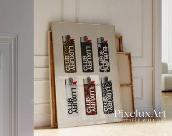 Retro Lighter Print, Retro Collage Aesthetic Decor, Girly Dorm Room / Apartment Decor, Trendy Wall Art, Leopard Funky Print, Luxury Club Art, image 5
