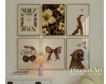 Glam Leopard Wall Art Set – 6 Trendy Posters, Y2K Fashion Decor, Chic Leopard Print, Aesthetic Apartment Decor, Wild Fashion Wall Prints, image 5