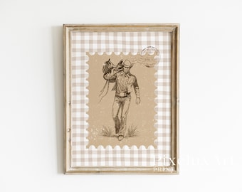 Cowboy Wall Art Print | Western Rustic Home Decor | Country Farmhouse Poster | Rodeo Wall Print | Vintage Cowboy Illustration
