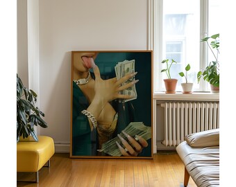 Woman with Money Poster | Y2K Glam Feminine Power Aesthetic Print, High Fashion Empowered Woman Art, Rich Girl Decor | Baddie Poster, image 3