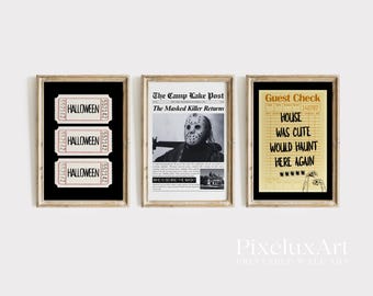 Vintage Halloween Prints: Spooky Ghosts, Skeletons, Pumpkins, Haunted House, Halloween Wall Art Bundle, Vintage Killer Newspaper Prints, image 3