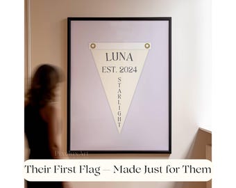 Custom Baby Name Pennant Flag | Personalized Nursery Banner, Soft Pastel Printable, Newborn Wall Art, Baby Shower Gift, Baby Room Decor, image 3