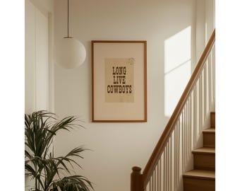 Long Live Cowboys Poster – Western Wall Art, Rustic Country Decor, Cowboy Typography Print, Rodeo Ranch Nursery Art, Wild West Home Decor, image 1