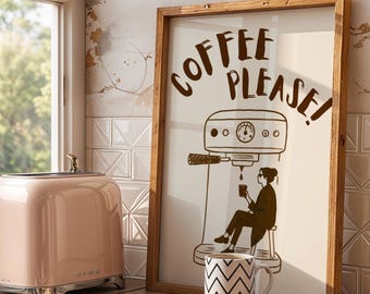 Coffee Please Wall Art, Retro Coffee Poster, Coffee Cart Print, Coffee Station Decor, Coffee Lover Art, Coffee Bar Print, Coffee Vibe Art, image 9