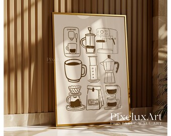 Coffee Bar Lover Wall Art, Cooking Café Poster, Barista Kitchen Print Coffee, Minimalistic Decor, Printable Art for Dining & Apartment, image 5