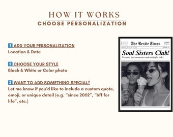 Custom Newspaper Print – Best Friend Poster, Custom Bestie Gift, Trendy Newspaper Art, Customize Newspaper for Best Friends, Girl Dorm Room, image 8