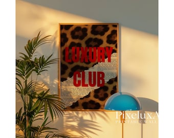Luxury Club Leopard Print, Red Girly Wall Art, Preppy Dorm Decor, Trendy Aesthetic Print, Retro Collage Y2K Apartment Decor, Funky Wall Art, image 8