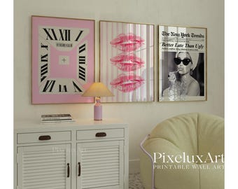 Retro Pink Gallery Leopard Wall Art Set – 6 Trendy Posters, Y2K Fashion Decor, Preppy Leopard Print, Aesthetic Apartment Leopard Wall Art, image 5