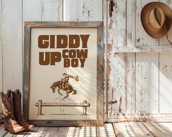 Giddy Up Cowboy Poster – Western Boys Wall Art, Rodeo Ranch Decor, Wild West Country Print, Cowboy Nursery Artwork, Rustic Farmhouse Wall, image 6
