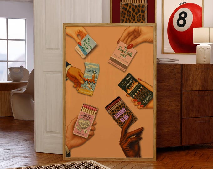 Vintage Matchbook Wall Art, Retro Matchbox Print, Funky…