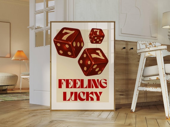 Retro Dice Poster: Lucky Casino Game Room Art (Digital Download)