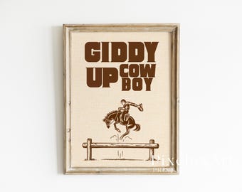 Giddy Up Cowboy Poster – Western Boys Wall Art, Rodeo Ranch Decor, Wild West Country Print, Cowboy Nursery Artwork, Rustic Farmhouse Wall, image 3