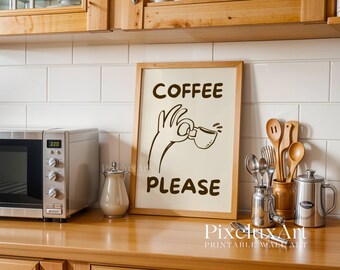 Coffee Please Wall Art, Funny Coffee Poster, Retro Kitchen Print, Coffee Bar Decor, Cute Coffee Lover Gift, Coffee Station Printable Art, image 7