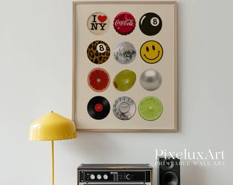 Retro Collage Wall Art, Funky Vintage Print, Trendy Aesthetic Poster for Cool Dorm Room & Gallery Wall Decor, Pop Icons Artwork, Retro Art, image 4