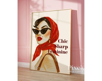 Set of 6 Red Chic Wall Art Prints – Fashion Illustration Poster, Retro Feminine Collage, Leopard Heels Print, Leopard Print, Y2K Fashion Art, image 4