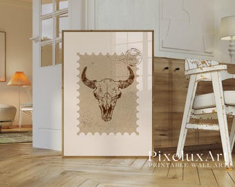 Western Bull Skull Poster | Rustic Country Wall Art | Boho Western Decor | Vintage Desert Print | Southwestern Home Style, image 5