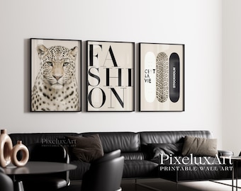 Retro Neutral Leopard Wall Art Set – 6 Trendy Leopard Posters, Y2K Fashion Decor, Trendy Leopard Print, Aesthetic Dorm & Apartment Decor, image 5