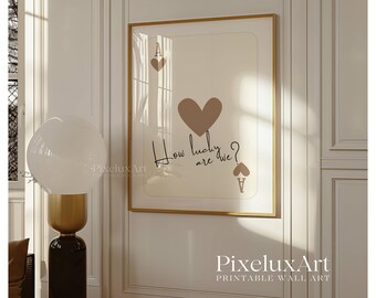 How Lucky Are We Print, Ace of Heart Wall Art, Beige Playing Card Poster, Aesthetic Romantic Print, Trendy Apartment Decor, Beige Wall Arts, image 3