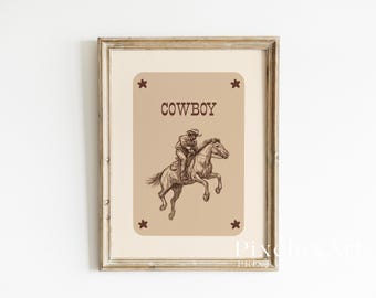 Cowboy Ace Card Poster, Cowboy Playing Card, Western Wall Art, Rodeo Horse Print, Country Ranch Decor, Wild West Cowboy Illustration Print, image 4
