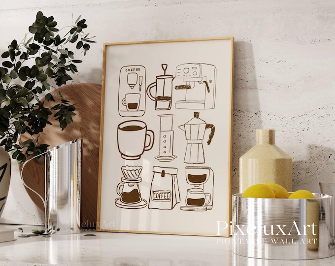 Coffee Bar Lover Wall Art, Cooking Café Poster, Barista…