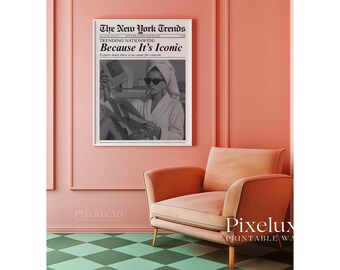 Set of 6 Trendy Newspaper Print – Girly Newspaper Poster, Decorative Newspaper Art Print, Black & White Newspaper Prints, Newspaper Wall Art, image 7