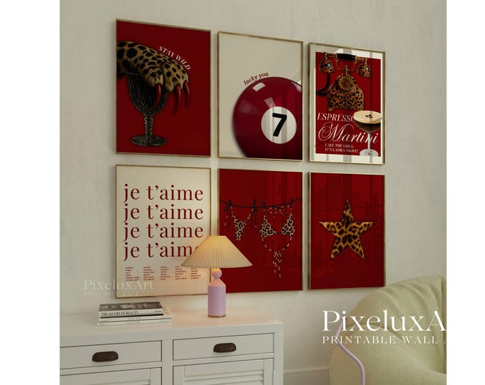 Set of 6 Leopard Wall Art Set, Cheetah Prints, Y2K Wall…