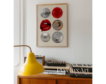 Retro Collage Wall Art, Funky Vintage Print, Trendy Aesthetic Poster for Cool Dorm Room & Gallery Wall Decor, Pop Icons Artwork, Retro Arts, image 5