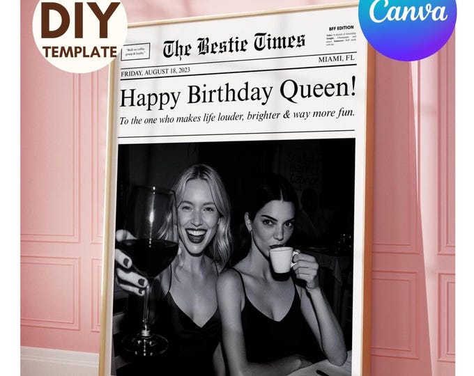 Custom Birthday Newspaper Gift for Best Friend, DIY BFF…