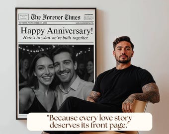 Couples Anniversary Newspaper Poster • Canva Template Newspaper • DIY Newspaper Print for 1st Anniversary Gift, Valentine's Day, Him, Her, image 9