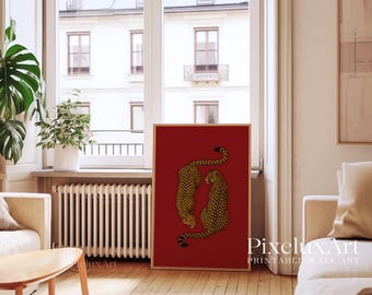 Leopard Wall Art Print, Vintage Cheetah Wall Art, Retro Y2K Aesthetic, Maximalist Leopard Print, Dopamine Decor for Bold Spaces, Retro Print, image 5