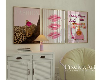 Pink Leopard Wall Art Set: Coquette Dorm Wall Decor (Digital Download, image 4