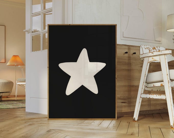 Hand Drawn Star Wall Art, Retro Hand Drawn Print, Aesthetic…