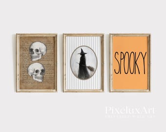 Halloween Wall Art Set of 6 – Spooky Ghosts, Skulls, Witch & Haunted Typography Prints | Vintage Rustic Gothic Fall Decor Bundle, image 3